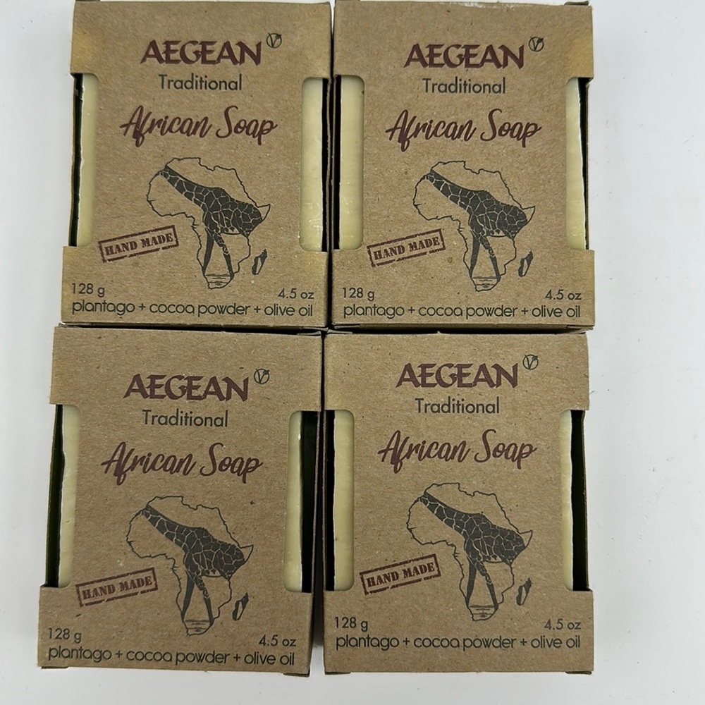 Lot of 4‎ brand new Aegean African bath body soaps natural olive oil